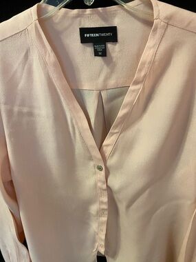 Fifteen Twenty Light Blush Button V-Neck Blouse